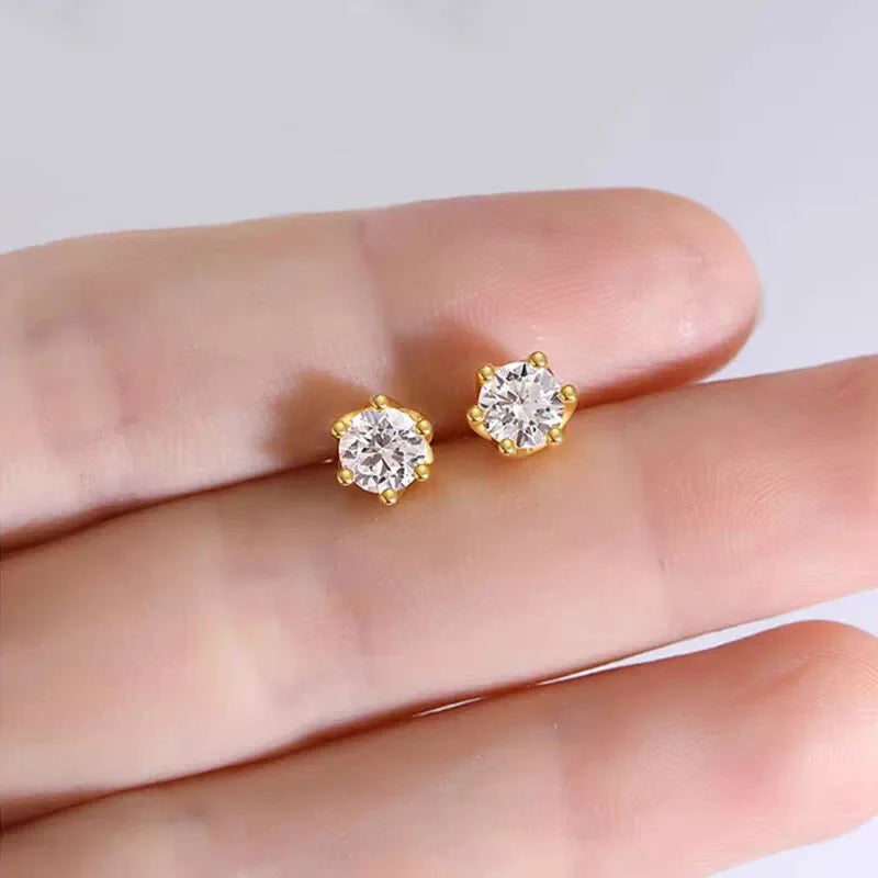 Moissanite Stud Earrings in Sterling Silver Fashion — product view 3