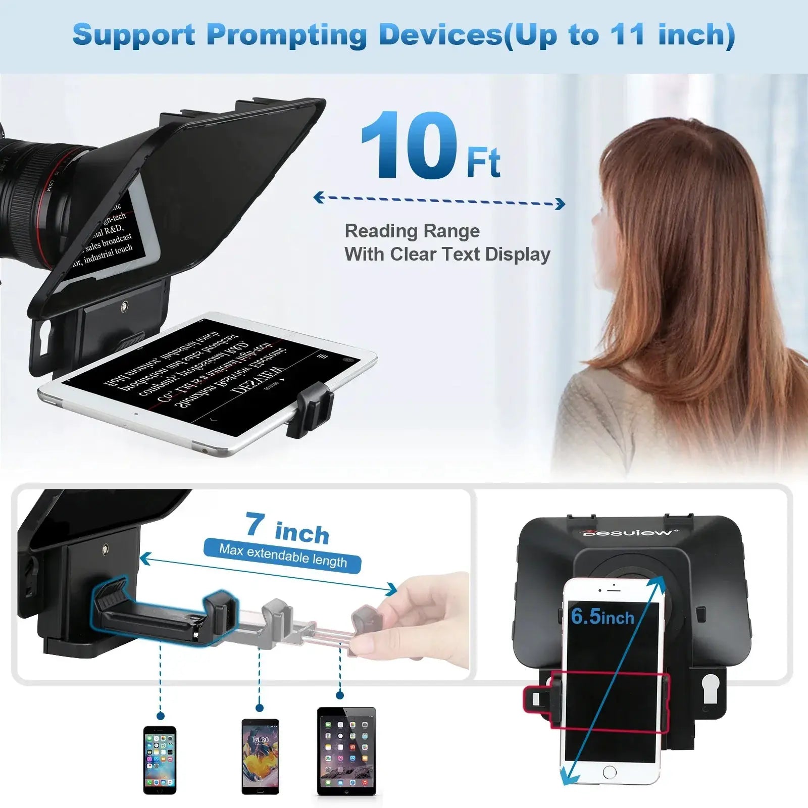 Desview T3 Teleprompter for Smartphone Tablet DSLR Video