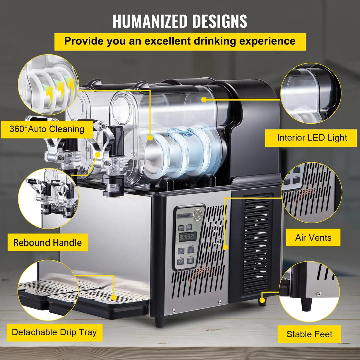 SucceBuy Commercial Slushy Machine Tank Frozen Drink Machine Cups — product view 4