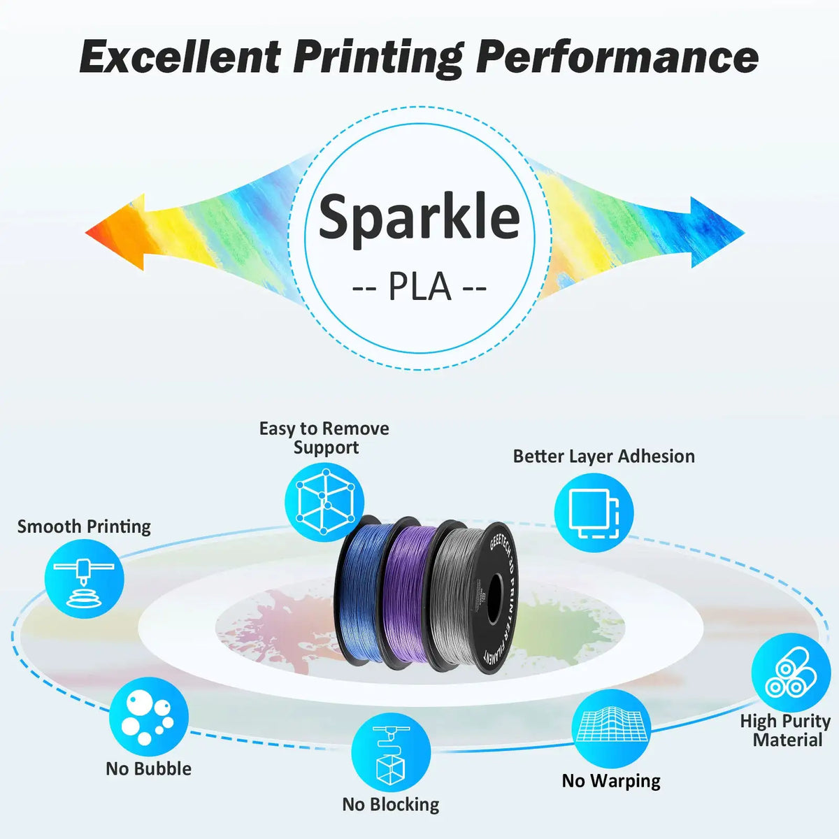 Sparkly PLA Filament - High Strength — Sparkly Silver Australia — product view 4