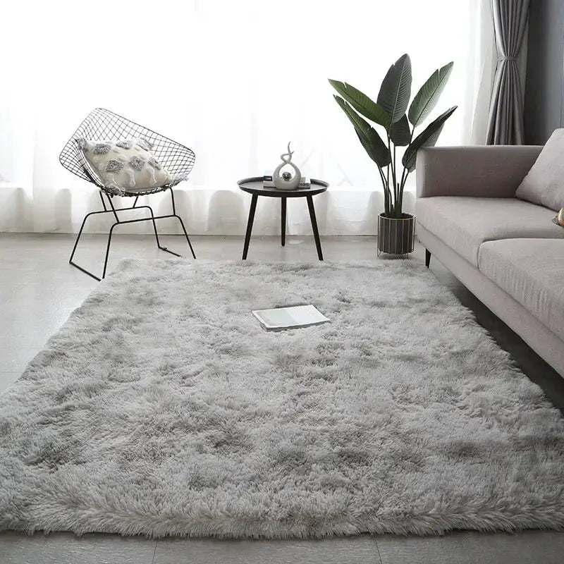 Gray Plush Velvet Rug For Living Room Soft Carpet Mats