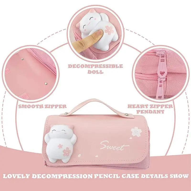 3D Pencil Case For Girls Decompression Pen Pouch Cute Design