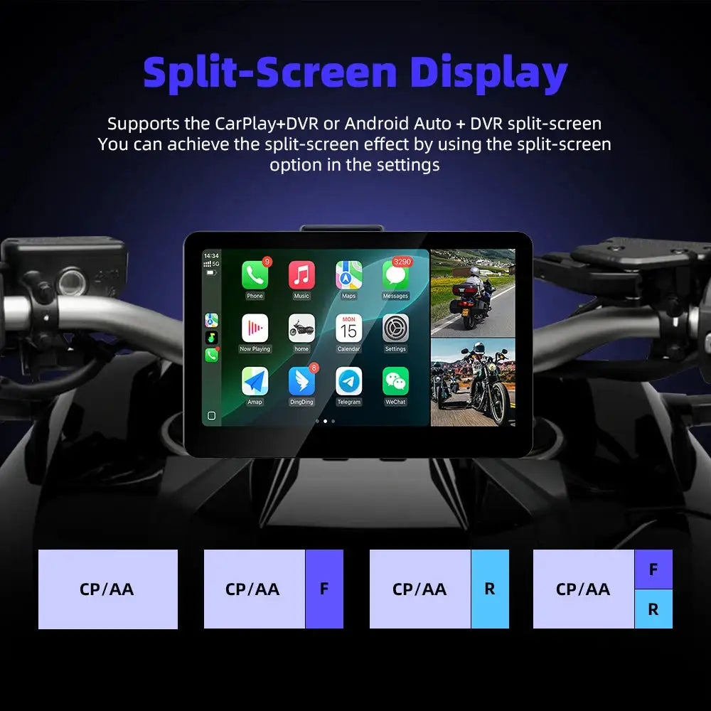EKIY 6.2" Wireless CarPlay Moto Android Auto Portable Digital Dashboard Anti Theft Removable Screen GPS Motorcycle Navigation