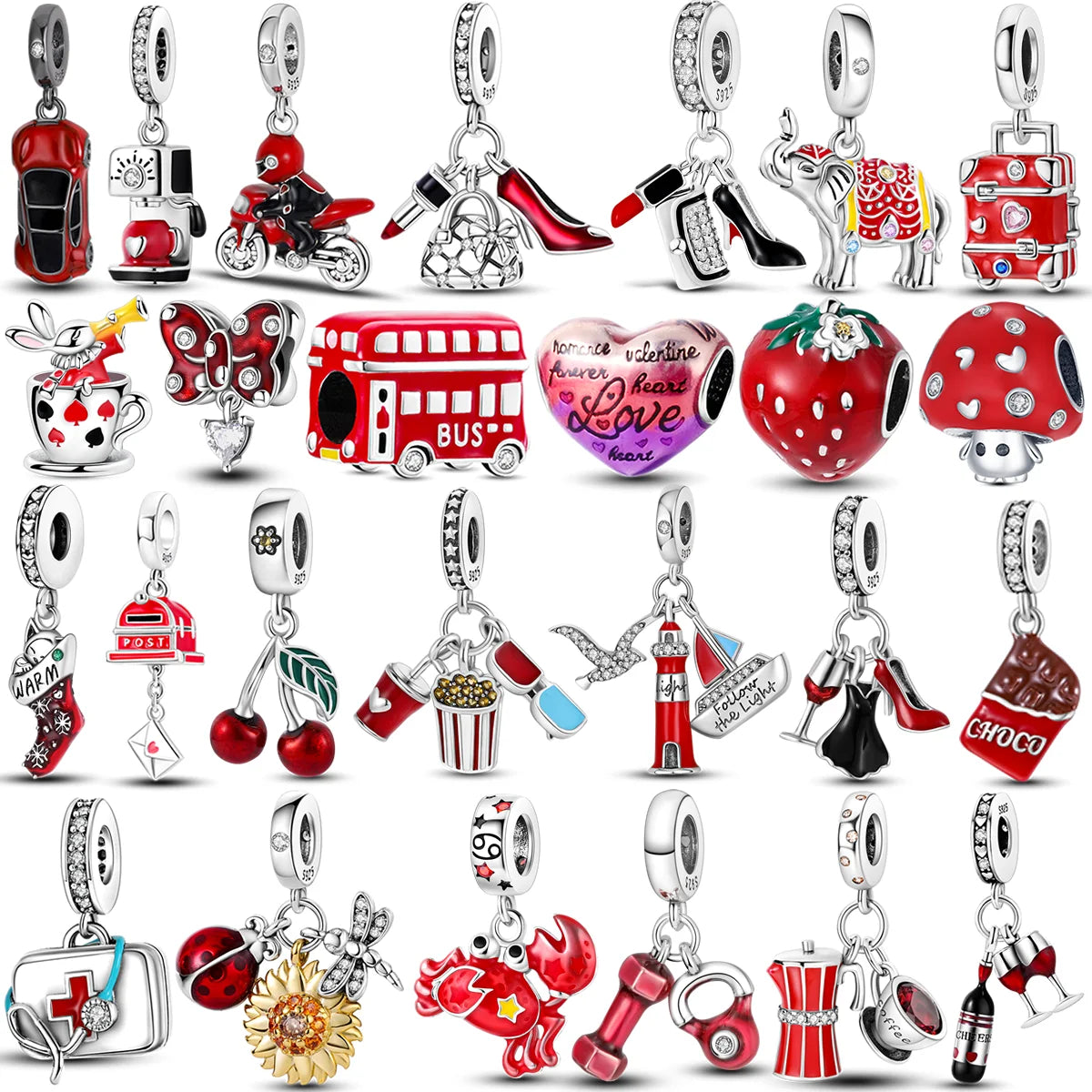 Red Color Series Charm Beads