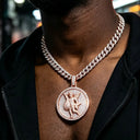 Gold Rose Gold Plated Cherub Angel Medallion Pendant Full Micro
