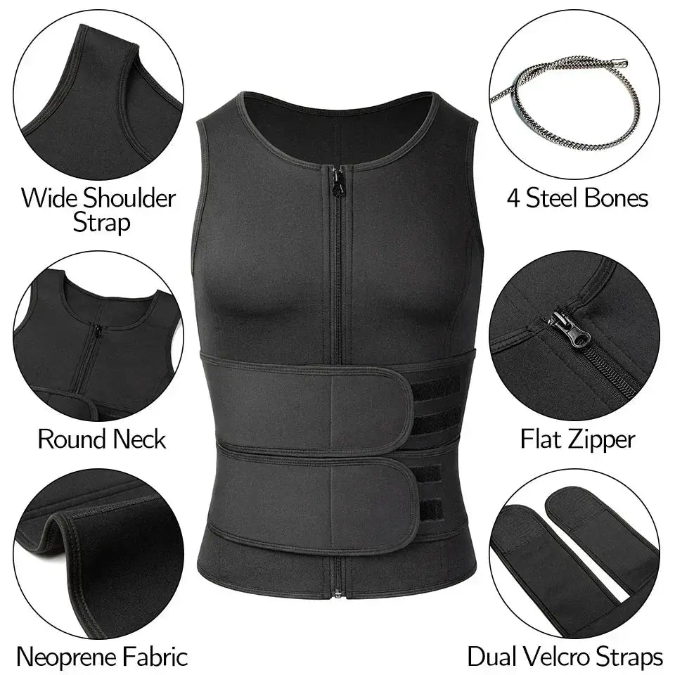 Mens Slimming Sauna Vest Body Shaper Waist Trainer For Men