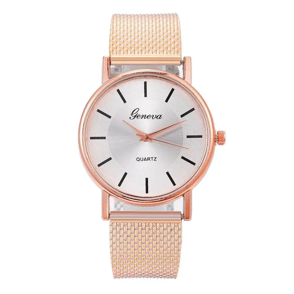 Luxurious Rhinestone Quartz Womens Watch With Steel Band