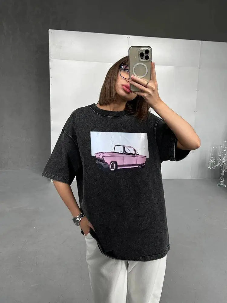 Mineral Wash Urban Vintage Tee Y2K Streetwear Style