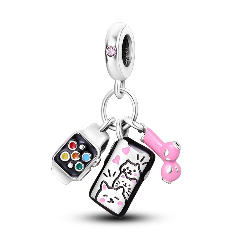 Silver Plated Charm Graduation Campus