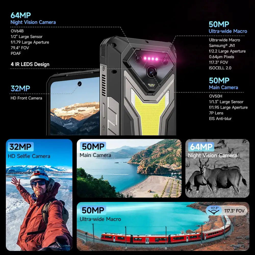 Ulefone Armor 34 Pro Plus 5G AI Rugged Phone 6.95" 25500mAh 32GB+512GB Built-in Projector 120Hz NFC Dimensity 7400X Smartphone