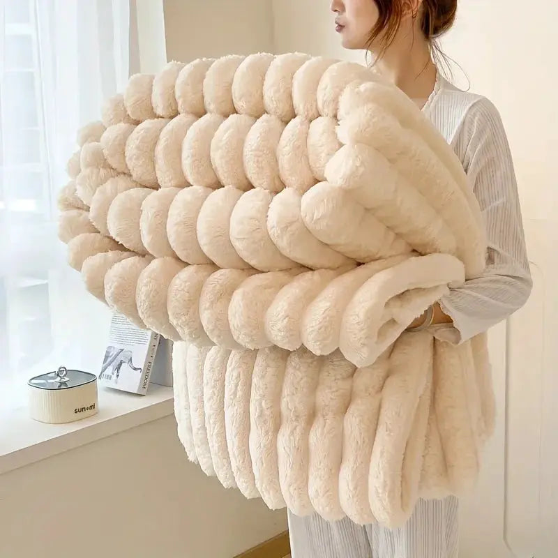 Simplicity Solid Color Thick Wide Strip Blanket Everyday