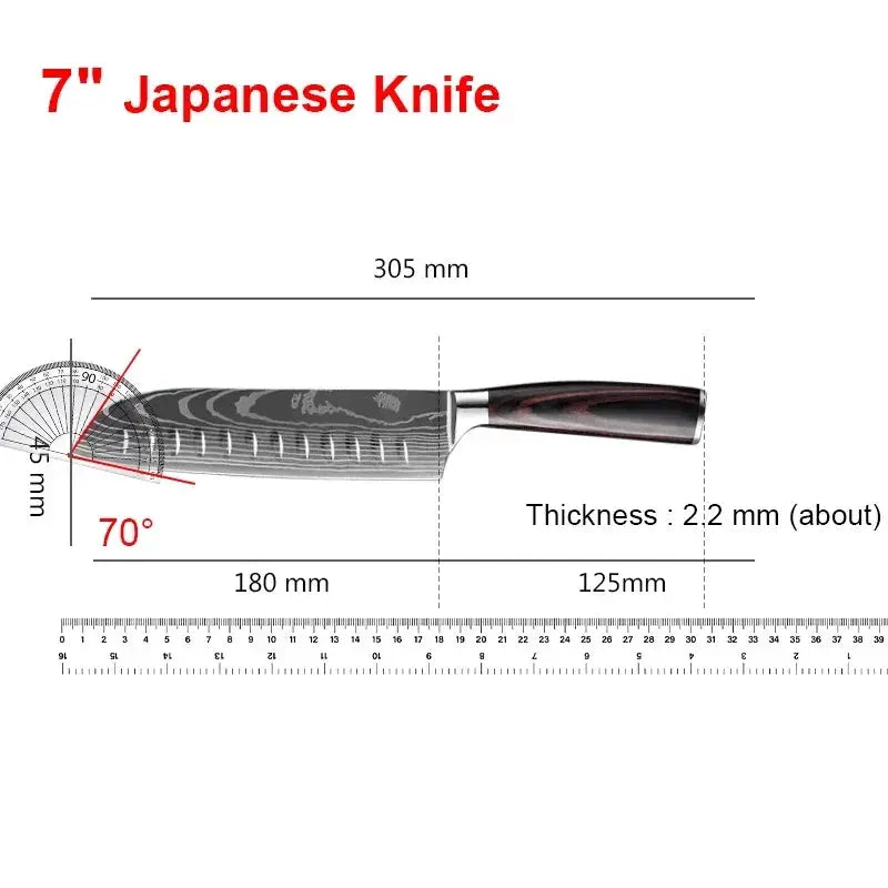 Japanese Santoku Knife Carbon Steel With Ergonomic Handle - OurLum.com
