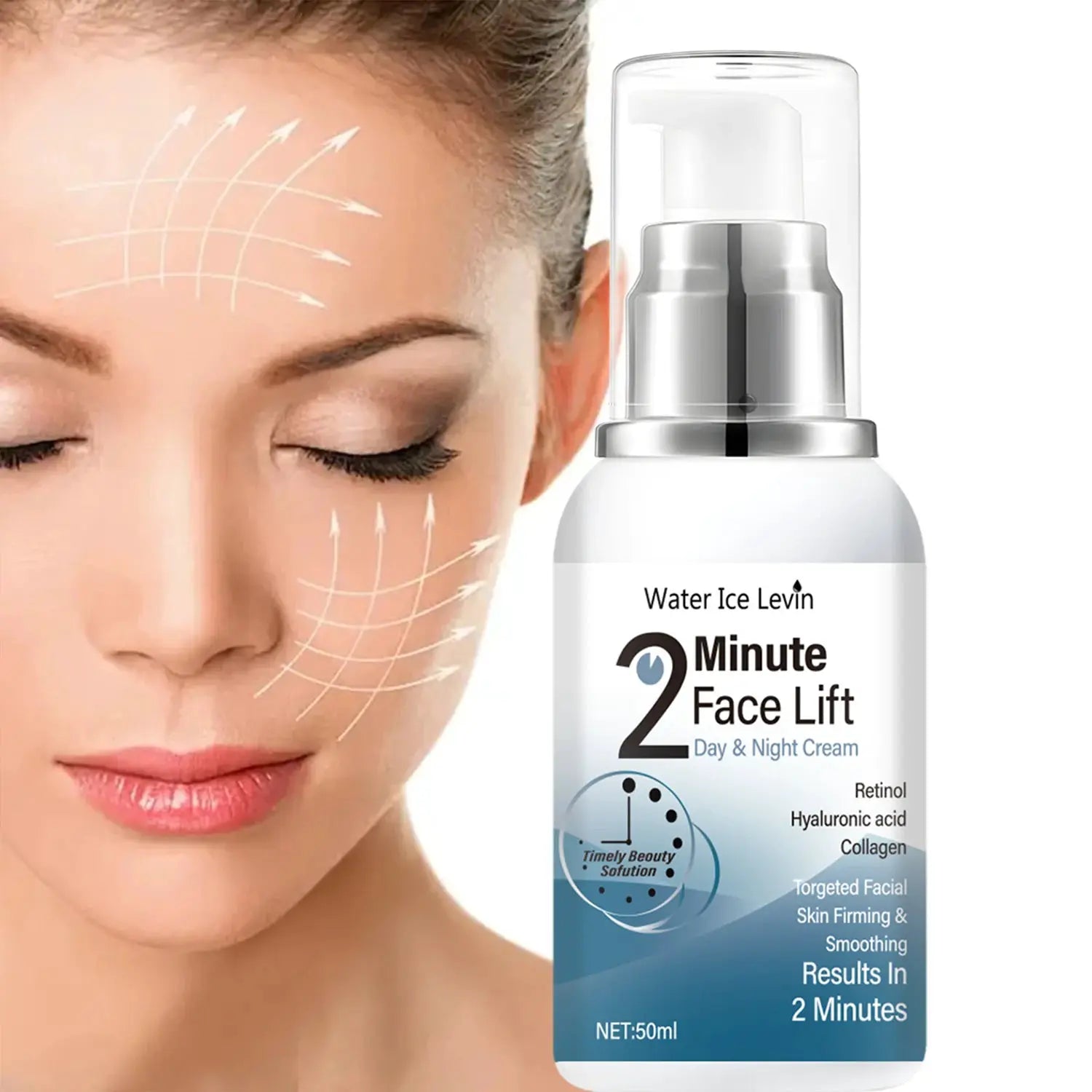Instant Firming and Rejuvenating Handy Gadget - Water Ice Levin 2 Minute Face Lift Day and Night Cream 50ml