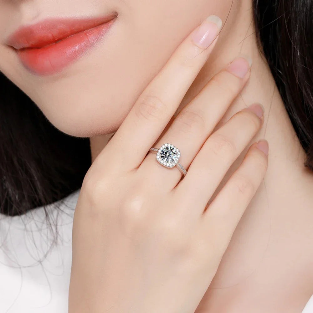 Princess Moissanite Ring in Sterling Silver — product view 2