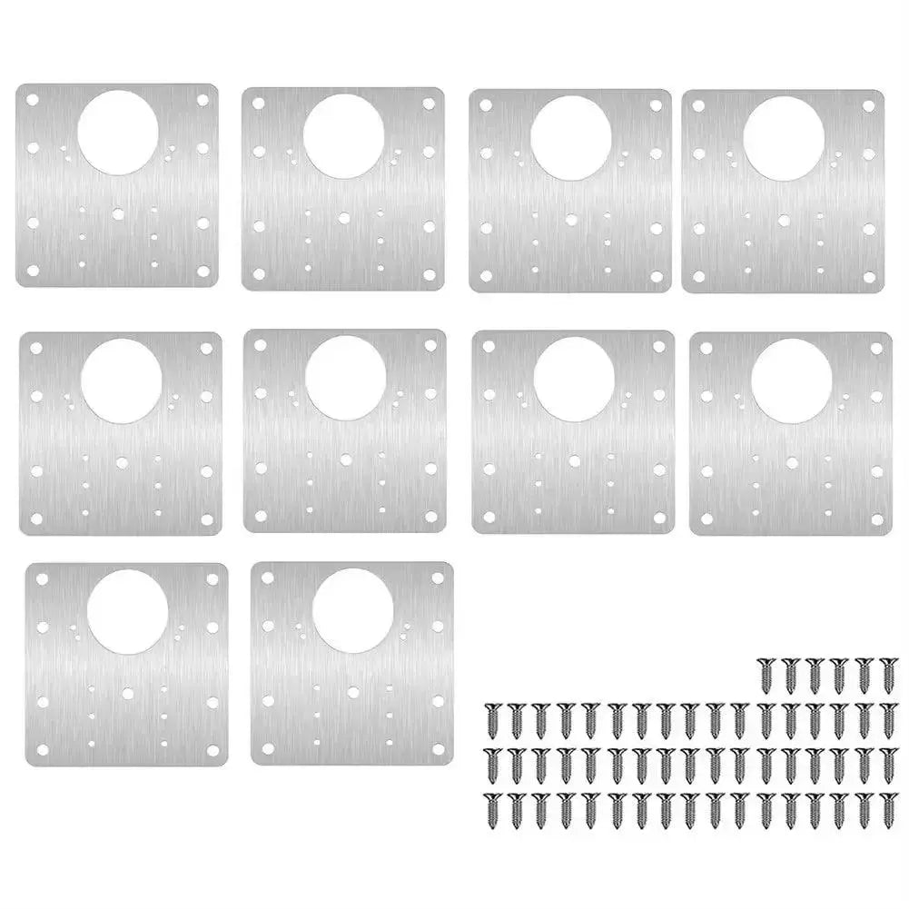 10Pc Cabinet Hinge Repair Plate Kit for Cupboard Door Hardware - OurLum.com