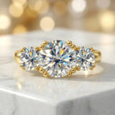 Moissanite Ring in Sterling Silver Three