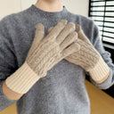 Colorblock Cableknit Winter Knit Gloves