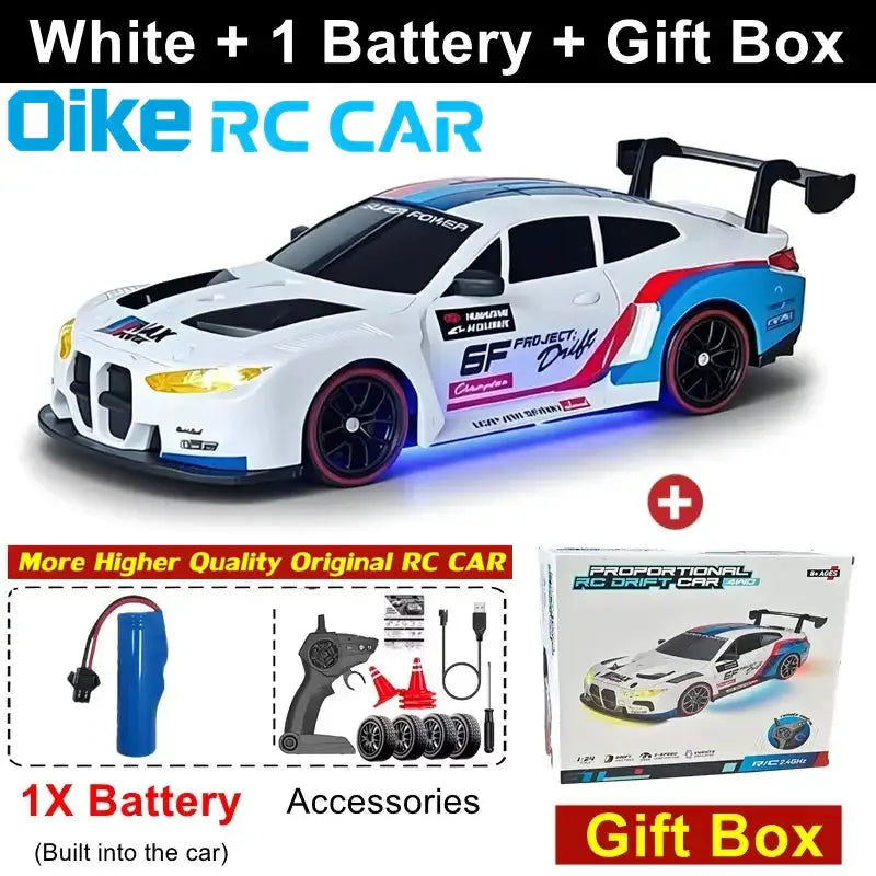 OiKe RC Drift Car - High Speed Mini Racer - Silver 3B Gift Box product image