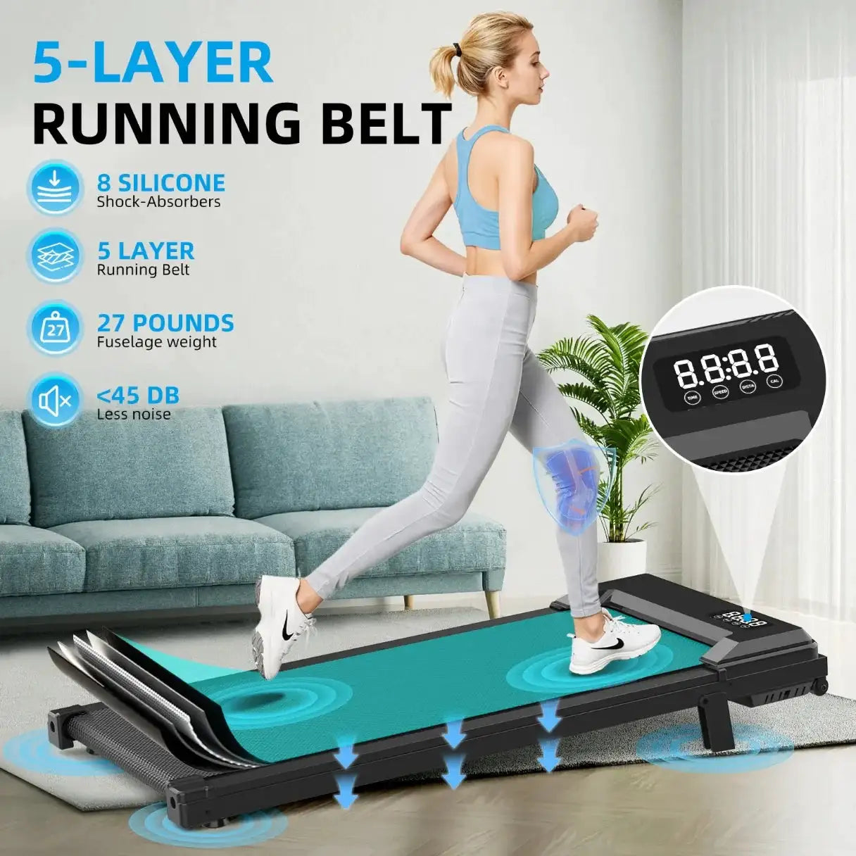 Home Use 2 In 1 Portable Treadmill With Vibration Function App Control Under Desk Walking Pad For Home Office Exercise