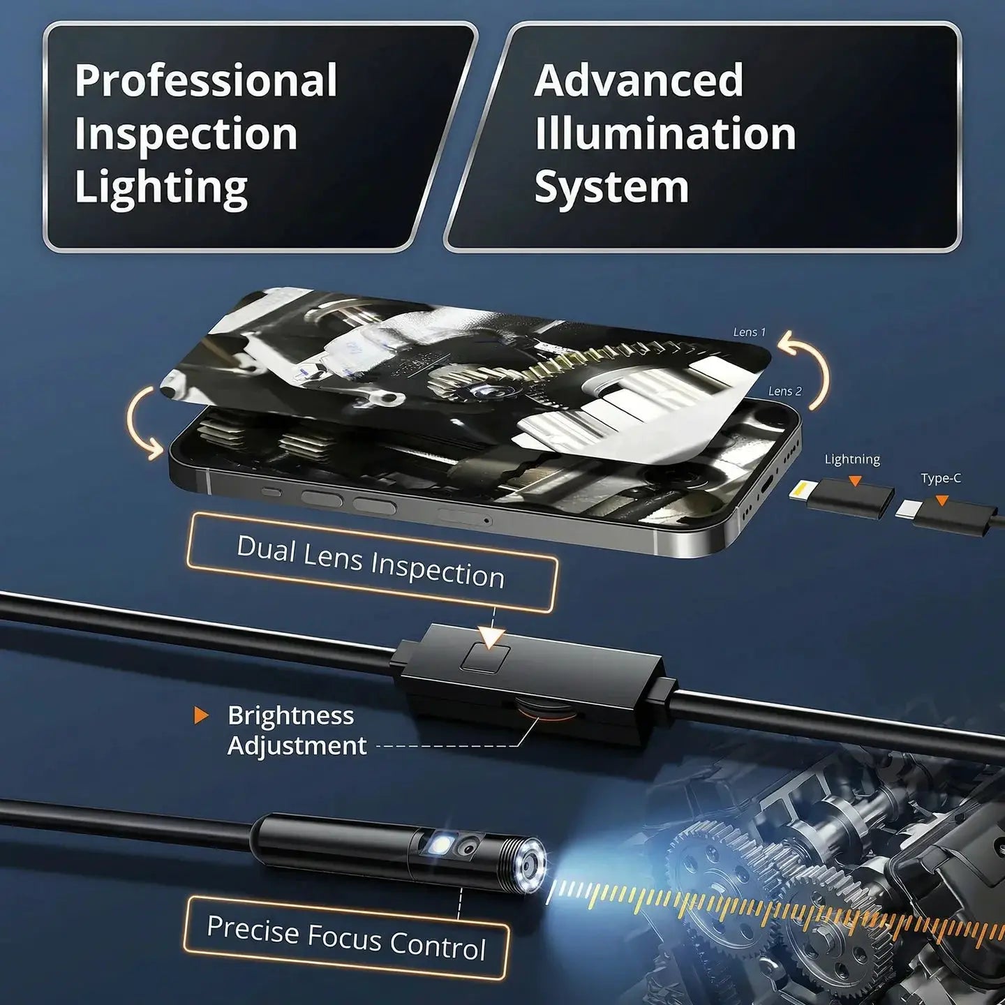 8mm Single - Lens Endoscope Camera - Adjustable Light For iPhone, iPad, Android - stepyours.com