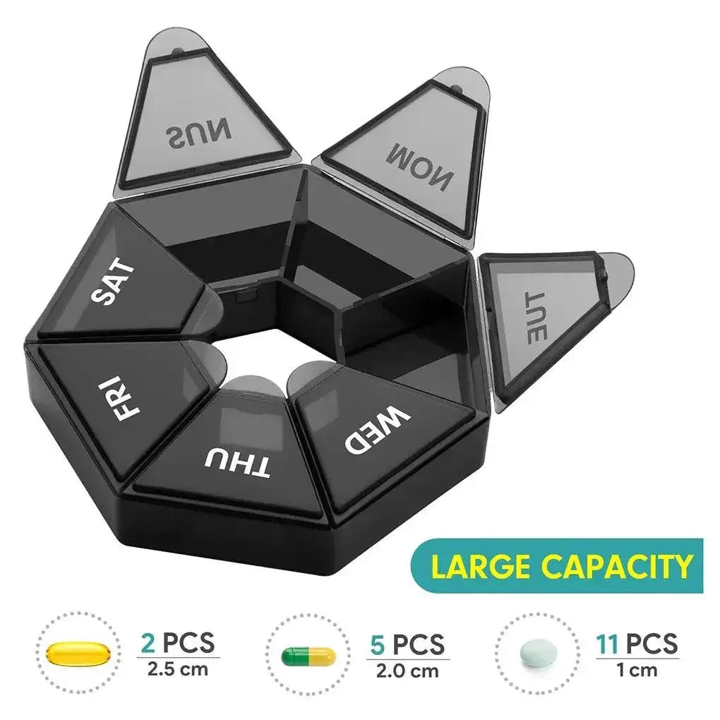 7 Day Pill Case With Date Reminder Portable Tablet Holder