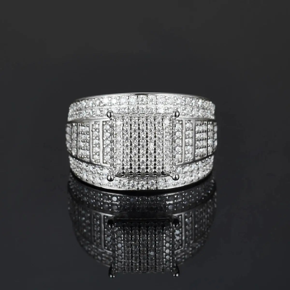 Gold Plated Sterling Silver Silver CZ Hip Hop Ring — product image 4