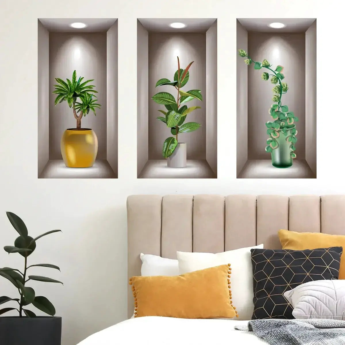 3D Potted Plant Wall Art Stickers for Home Decor Ideas