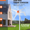 Wind Turbine Generator - 500W High Efficiency