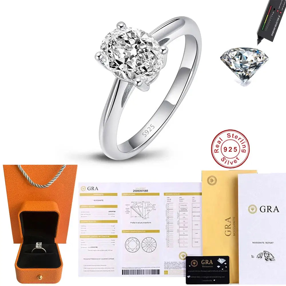 Moissanite Ring in Sterling Silver Shape — product view 6