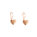 14K Rose Gold Heart Shaped Drop Earrings For Women Glossy Classic Jewelry