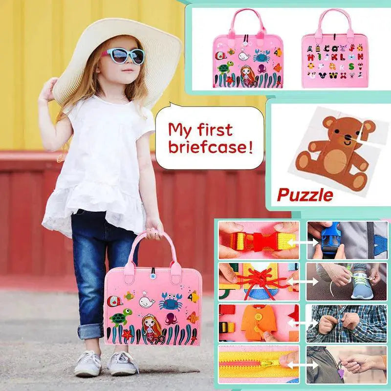 Montessori Busy Board Sensory Toy for Travel Activities