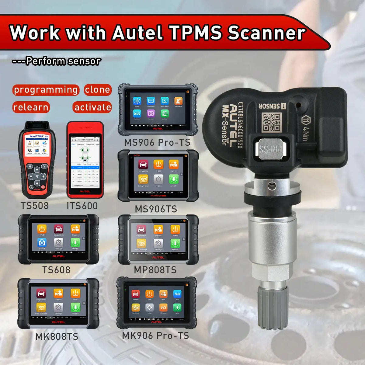 Autel MX Sensor 433MHZ+315 MHZ TPMS Mx-Sensor Tire Repair Tool Tire Pressure Monitor Tester For Autel TS501 TS508 Pad Programmer