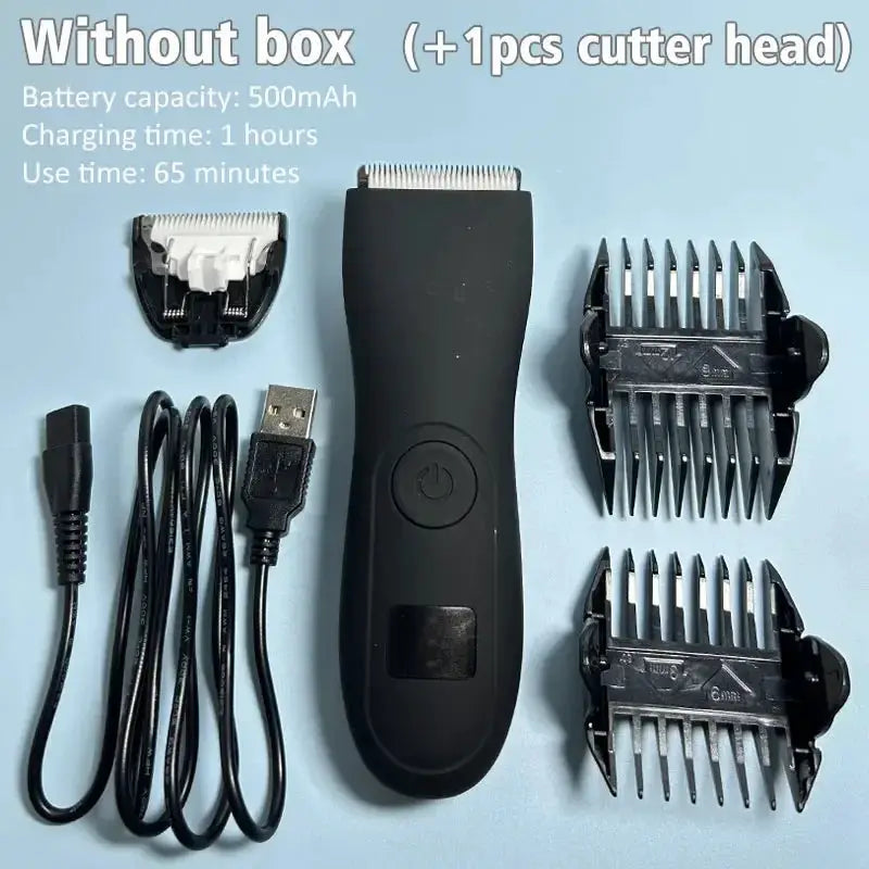 Mens Groin Hair Trimmer Waterproof Wet Dry Groomer Razor