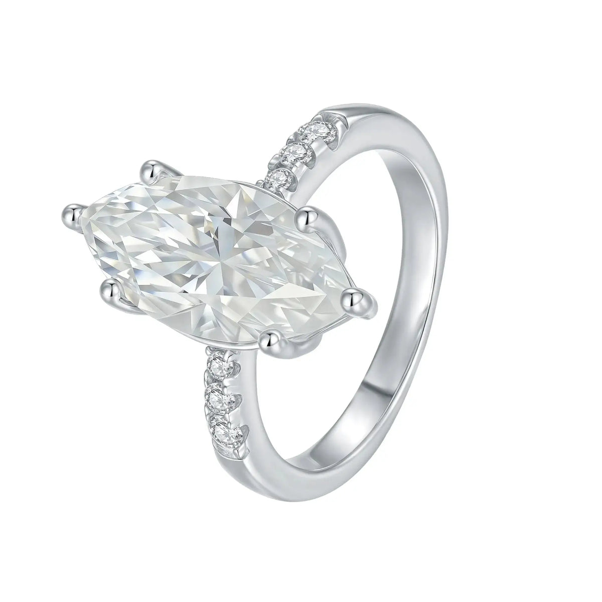 Luxurious 5CT Marquise Cut Green Moissanite Ring for Women S925 Sterling Silver VVS1 D Color Wedding Band with GRA C