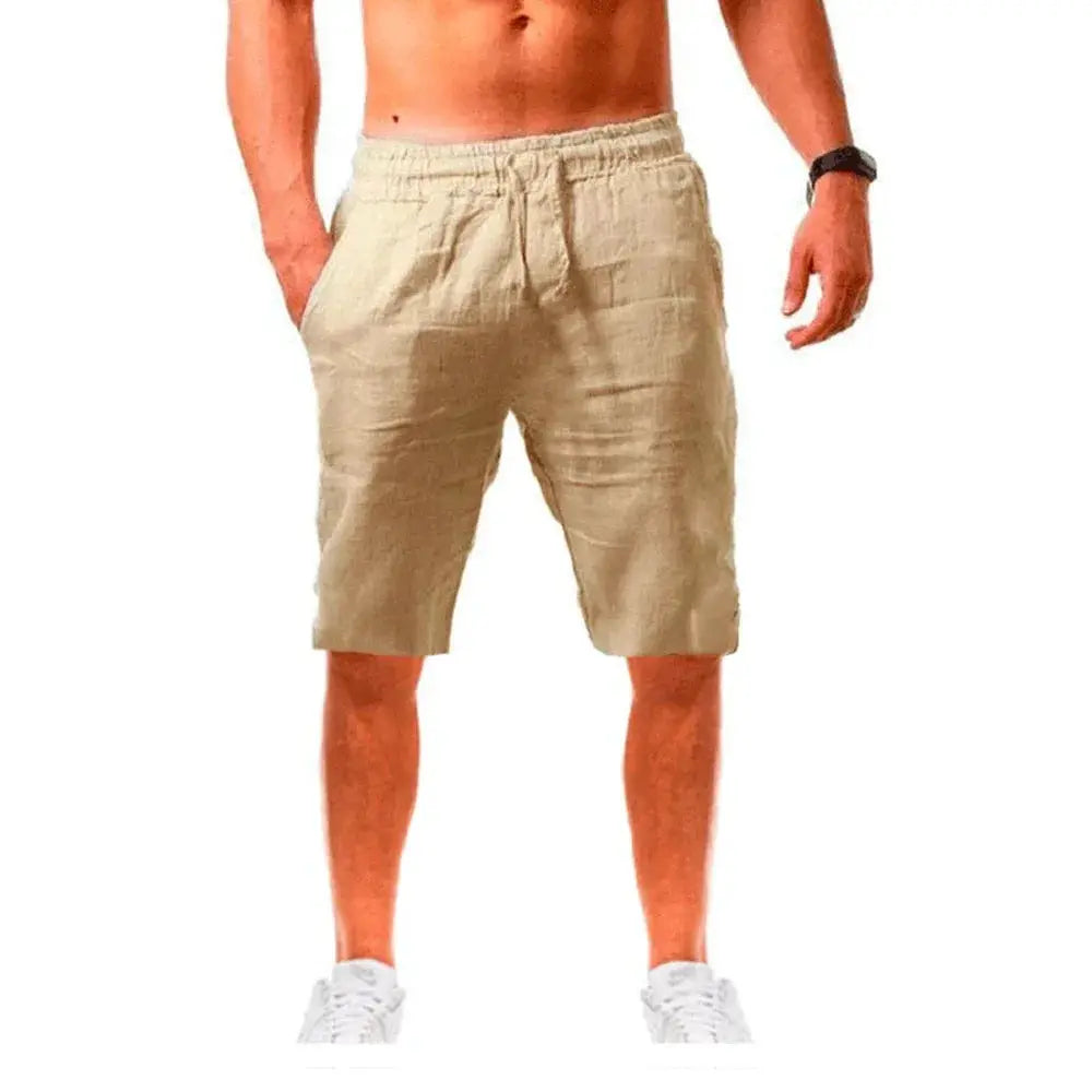 New Mens Cotton Linen Shorts Summer Breathable Trousers