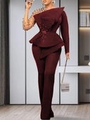 Shimmer Beaded Two-Piece Set for Vintage-Chic Style