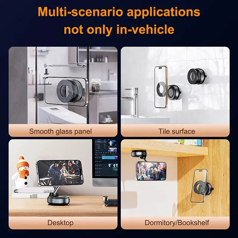 Strong Magnetic Phone Holder Foldable Design 360° Adjustable Vacuum Car Mount For Cell Phone For iphone Live Streaming