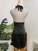 British Satin Halterneck Dress for Seductive Summer Style