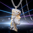 Gold Jesus Face Pendant Necklace