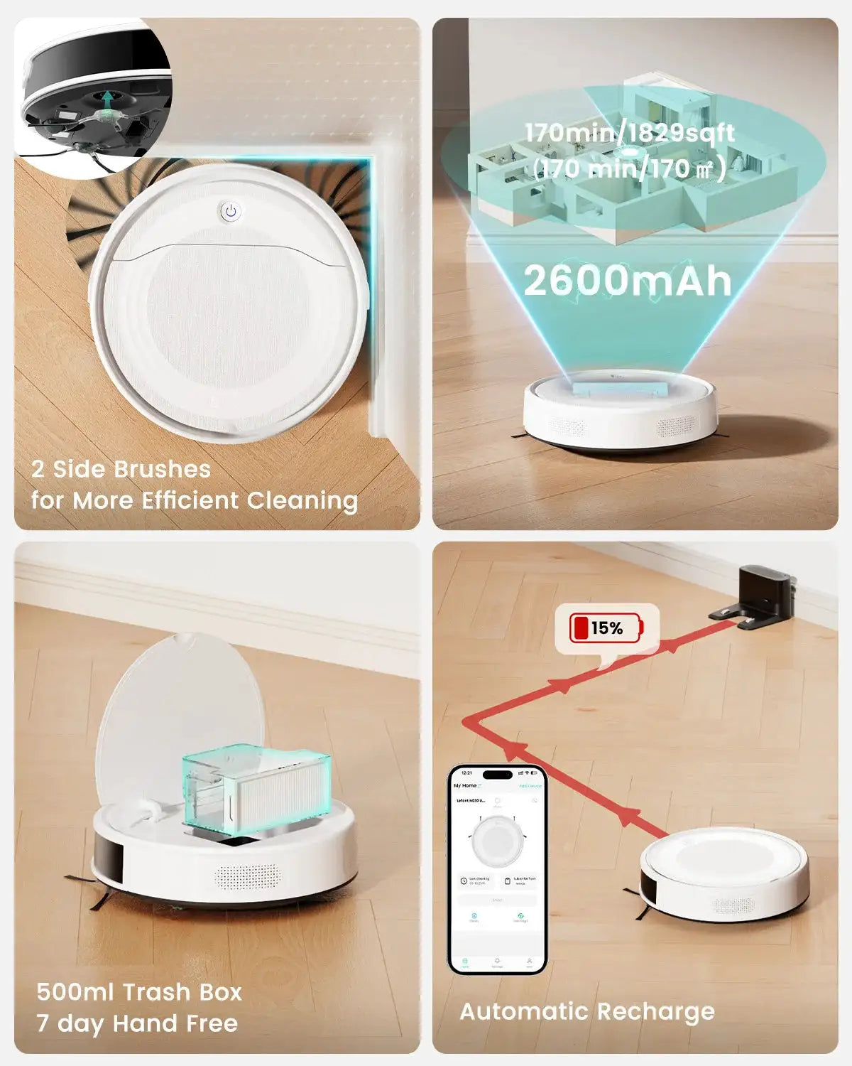 LEFANT M310 Ultra Robot Vacuum Cleaner with TOF LiDAR Navigation, 6000Pa Suction,150 Minutes, HEPA Filter, Ideal for Pet Hair