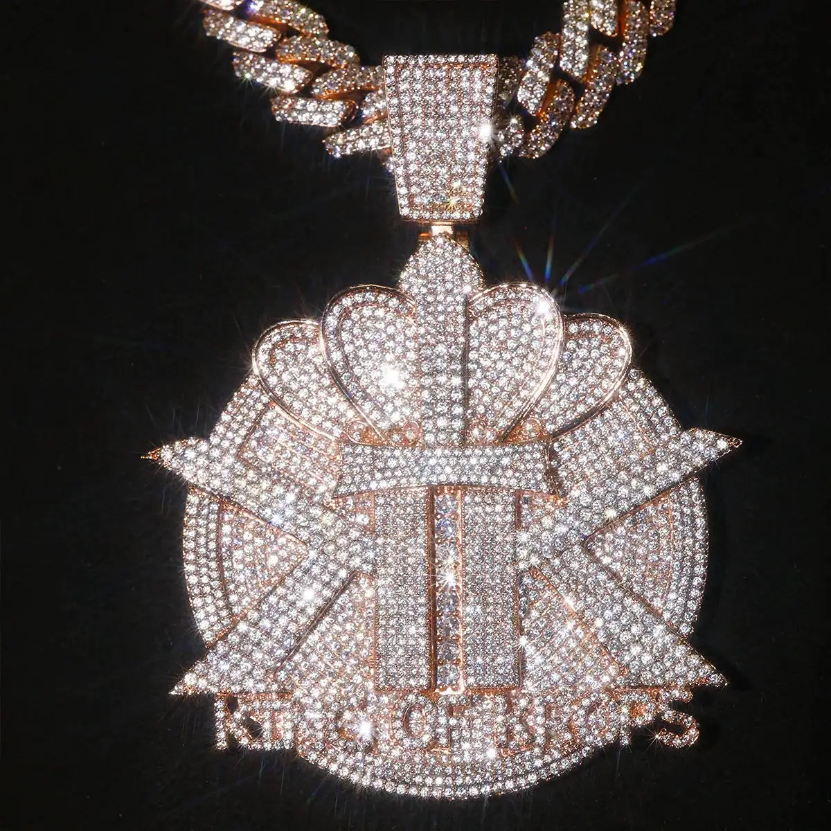 Gold Rose Gold Paved Hip Hop Pendant — product image 3