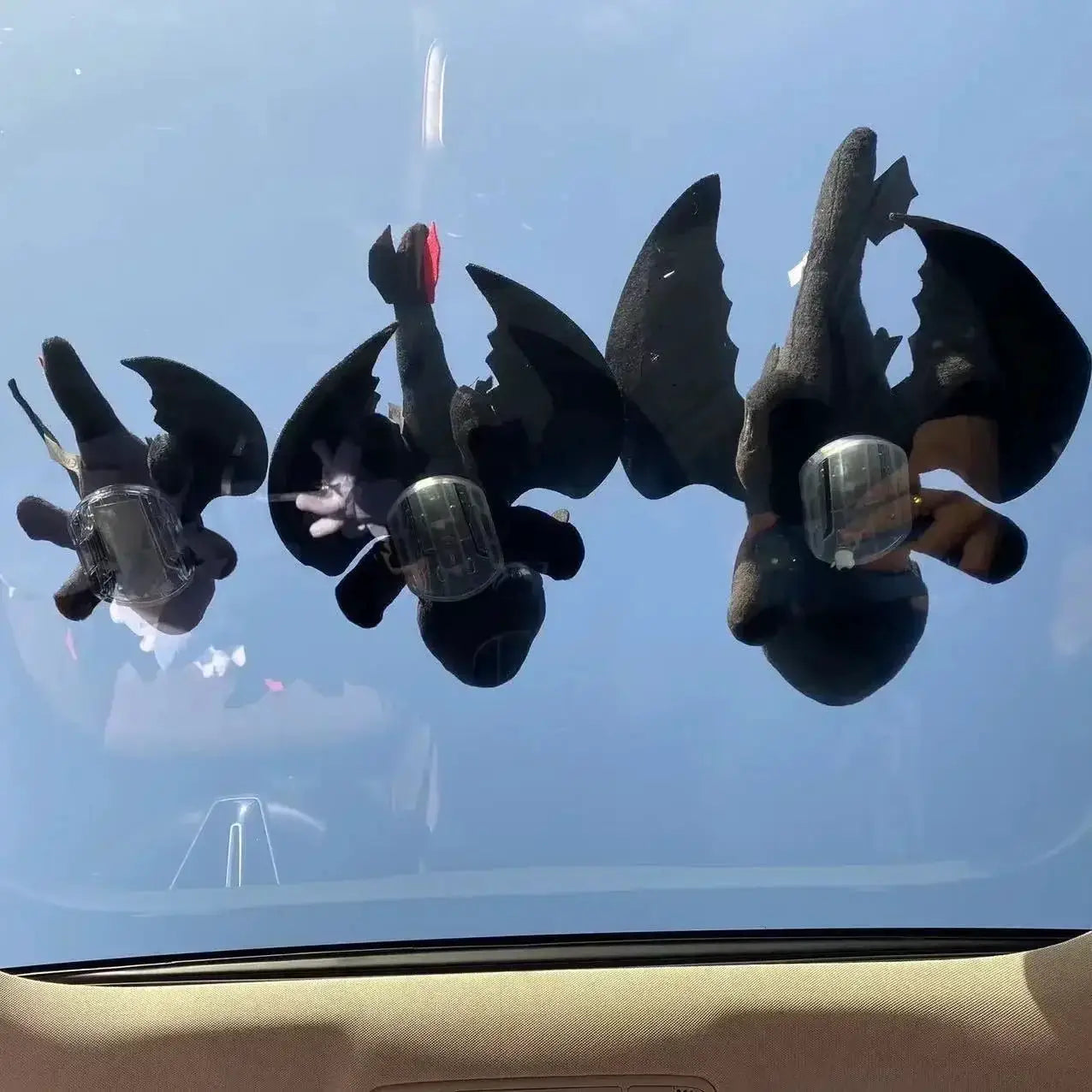 Cartoon Plush Black Flying Dragon Car Toy Ornaments