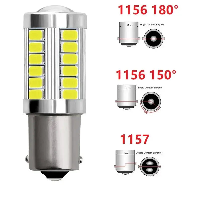 2x 1156 LED Bulbs BA15S P21W BAY15D 33SMD 12V Vehicle
