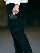 Elastic Waist Denim Cargo Jeans for Men