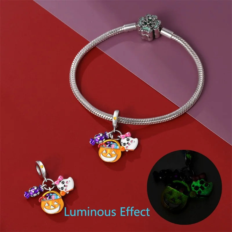 Sterling Silver Halloween Luminous Skull