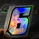 1pc Motorcycle Racing Number Stickers 0-9 - Iridescent Holographic Laser Effect, Waterproof