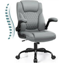 Grey Wood Frame PU Leather Office Chair
