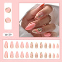 24Ps Set Square Head Coffin Pink Matte French Fake Nails