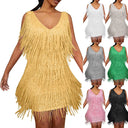 Backless Sequin Tassel Mini Dress