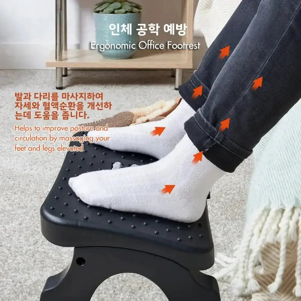 Ergonomic Under Desk Footrest With Massage Rollers Leg Rest - OurLum.com